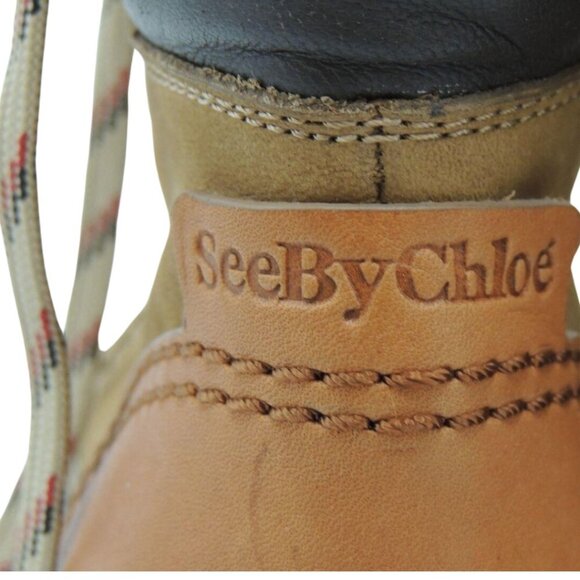 See by Chloe Edera Beige Suede Ankle Hiking Boots Size 36 - Picture 7 of 14
